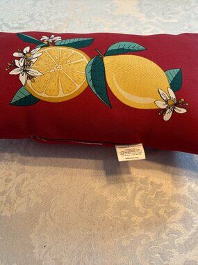 Hampton Bay Indoor Outdoor Lemons On Red 20 x 12 Rectangle Pillow Summer Decor